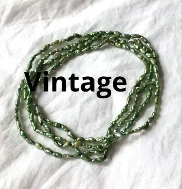 빈티지 담수 펄 롱 목걸이 담수 진주 그린