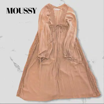 MOUSSY 롱 원피스 롱 가디건 브라운 레이온