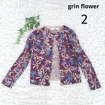 grin flower 니트 가디건 모 100% [ 2 ] 꽃무늬