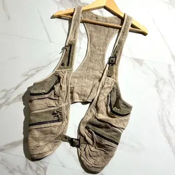 레어! 14th addiction 가죽 베스트 린넨 x 양가죽 M