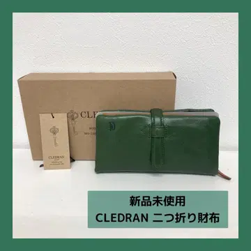 새상품 CLEDRAN 애드레 장지갑 그린 소가죽 동전 지갑 여성용