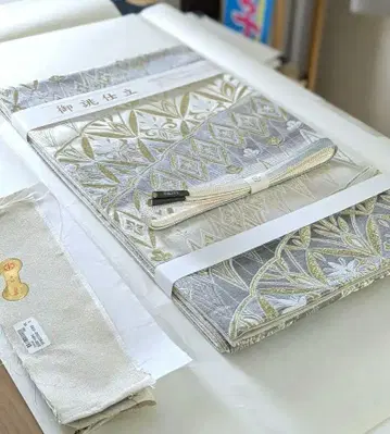 니시진 비단 카츠야마 직물 럭셔리 후쿠로 오비 오리엔탈 문양