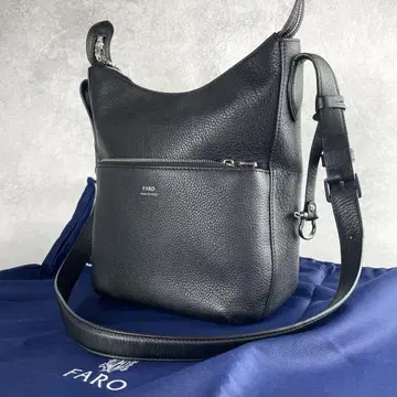 미사용급 FARO 파로 숄더백 사코슈 은색 로고 가죽 블랙