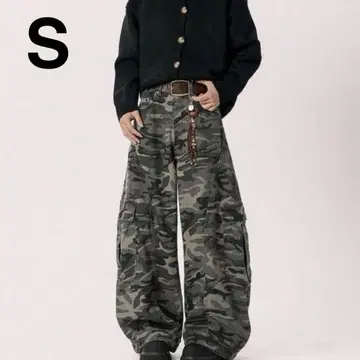 y2k 데님 팬츠 카모플라쥬 배기 데님 미사용 새상품 카모플라쥬 데님 S