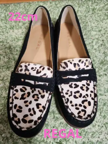 REGAL 리 블랙 애니멀 무늬 로퍼 22cm 하라코 신발 레오파드 표범
