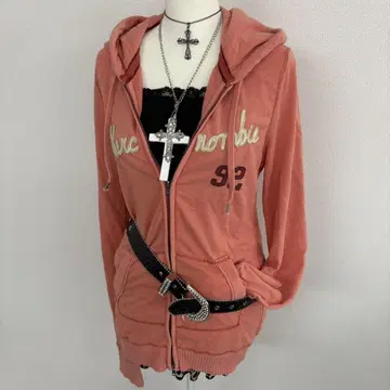 y2k 00s 아바클로 비타비타 집업 후드티 와펜 핑크