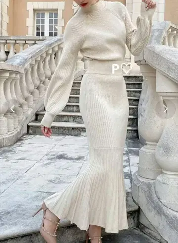 리젝시 니트리본 머메이드 원피스