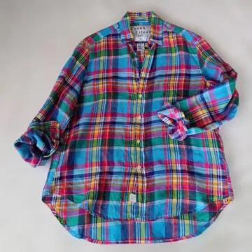 Frank & Eileen 체크 무늬 긴팔 셔츠 XS EILEEN 린넨