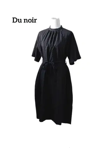 Du noir 퓨어세신 밴드 카라 A라인 원피스 플레어 소매