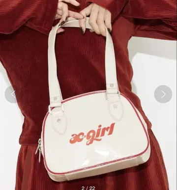 x-girl 화이트/레드 핸드백