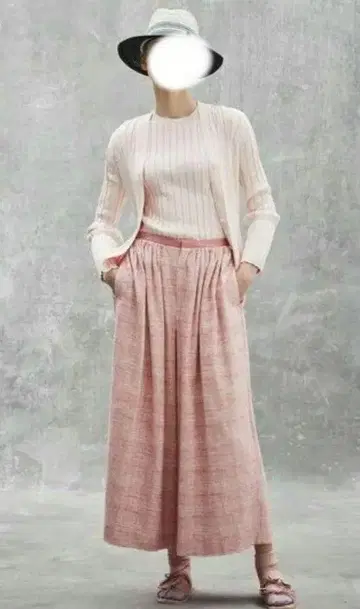 [ 클리닝 완료 ] 드로어 핑크 트위드 개더 와이드 팬츠 사이즈 34