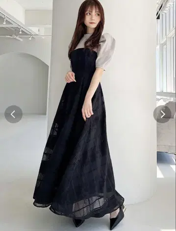 리젝시 체크 레이어드 플레어 원피스