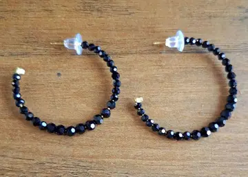 블랙 스피넬 그라데이션 후프 귀걸이