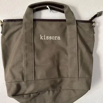 미사용! kissora 토트백 카키 캔버스