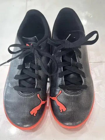 19cm PUMA 축구 트레이닝 슈즈 블랙 레드 오렌지
