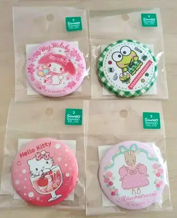 산리오 캔뱃지 4개 세트 마이멜로디 키티 케로피 마론크림