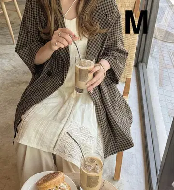 시마무라 choco 와셔 하프 슬리브 자켓 M 사이즈 체크