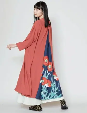 긴팔 롱 원피스 꽃무늬 자수