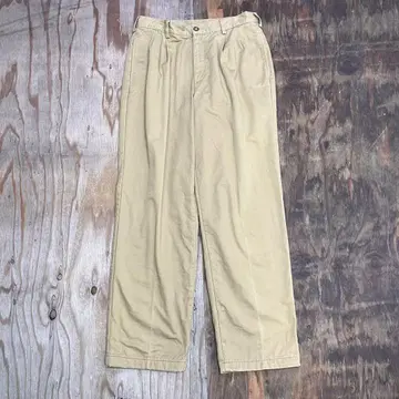 L.L.BEAN 2턱 코튼 슬랙스 치노 팬츠 베이지 와이드