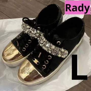 rady 레이디 스니커즈 로우힐 블랙 금 L 비쥬