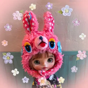 쇼킹 핑크 토끼 모자 [팝마트 브라이스] 애니멀 모자