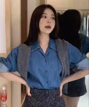 GROVE 데님 버튼업 셔츠