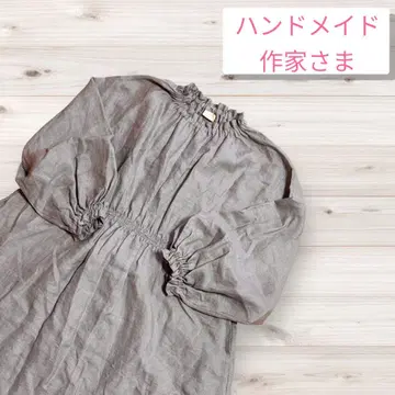 새상품 핸드메이드 작가 큐사사비 원피스 그레이지 린넨