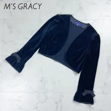 새상품급 M'S GRACY 벨로아 숏 자켓 블랙 사이즈 38*HD981