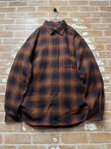 유니클로 올드 유니클로 플란넬 셔츠 체크 셔츠 옴브레 구제 의류 XL