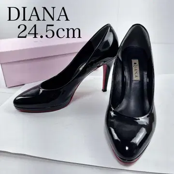 다이애나 24.5cm 에나멜 하이힐 펌프스 블랙 레드 밑창
