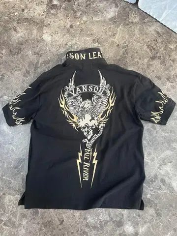 Vanson 스컬 디자인 피케 셔츠 레어 XL