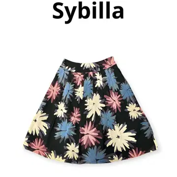 [ 연중무휴 ] Sybilla 일본제 꽃무늬 무릎 아래 기장 스커트 M