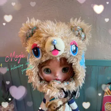 베이지 곰 모자 [ 팝마트 브라이스 ] 애니멀 모자