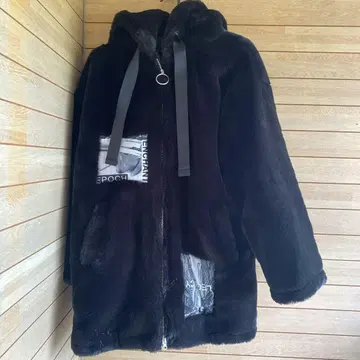 S916.4 A'GEM/G 후드 부착 블랙 플리스 자켓