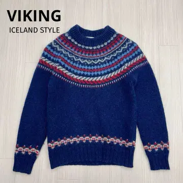 VIKING 아이슬란드 스타일 니트 스웨터 노르딕 무늬 S