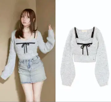 andmary Natalie ribbon set 그레이 셋업