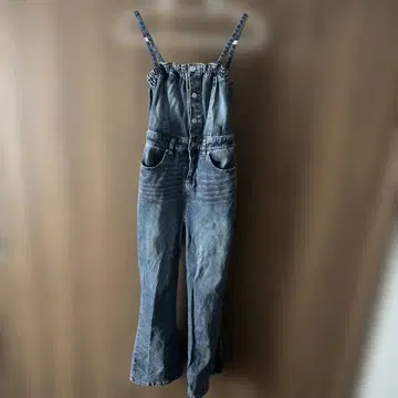 데님 플레어 오버롤