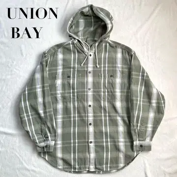 90s 홍콩제 UNION BAY 플란넬 셔츠 후드티 체크 실측치수 XL