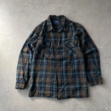 PENDLETON 펜들턴 오픈 카라 셔츠 옴브레 체크 긴팔 USA제