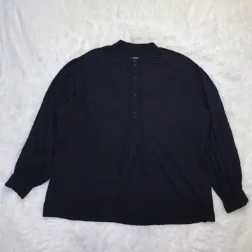 J.Peterman 풀오버 셔츠 스탠드 카라 플리츠 블랙 L