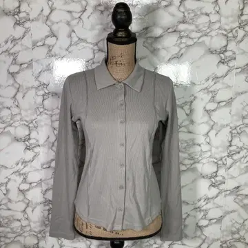 GU 지유 ( M ) 카라 부착 리브 가디건 그레이