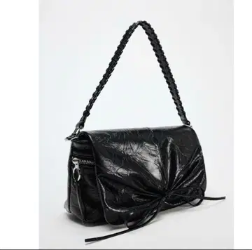 ZARA 개더 숄더백 리본 블랙