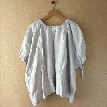 카구레 린넨 드로스트 개더 블라우스 린넨