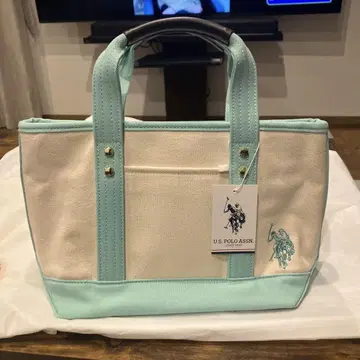 [ 미사용 새상품 ] U.S. POLO ASSN. 토트백 아이보리/민트