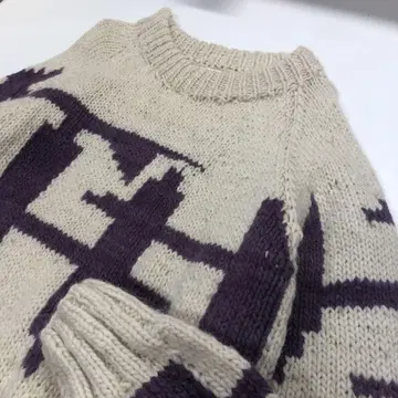 에콰도르제 울 100% 니트 스웨터 올 패턴 크림 남성용 XL 상당