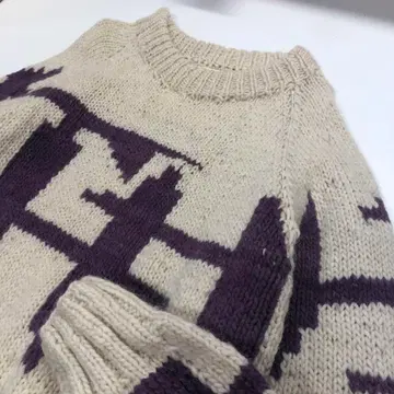 에콰도르제 울 100% 니트 스웨터 올 패턴 크림 남성용 XL 상당