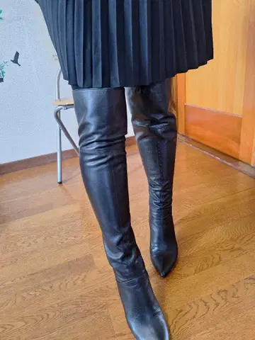 긴자 카네마츠 니하이 부츠 블랙 25cm 백지퍼