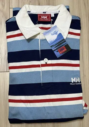 HELLY HANSEN 긴팔 피케 셔츠 스트라이프 택 포함 미사용품