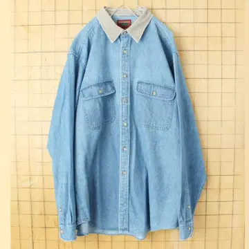 90s USA HIGH SIERRA 긴팔 데님 셔츠 L 블루 aw107