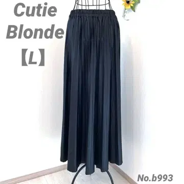 큐티 블론드 Cutie Blonde 롱 플리츠 스커트 L 블랙 광택
